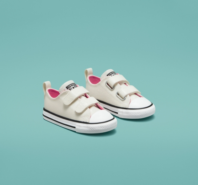 Kids' Converse Chuck Taylor All Star Rave Easy-On Glitter Canvas Shoes Silver / Pink / White | 265-EDYJKU