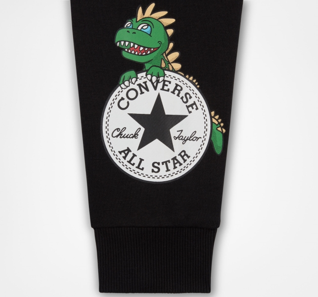 Kids' Converse Dino Long Sleeve T Shirts Black | 630-ZGYFJM