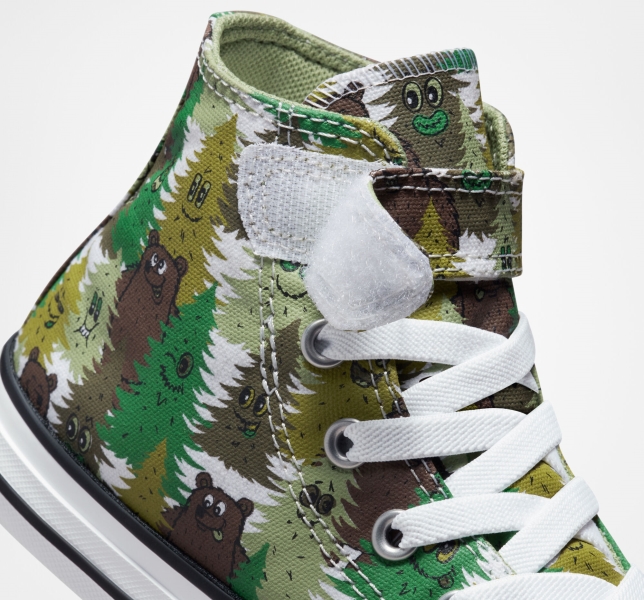 Kids' Converse Chuck Taylor All Star Easy-On Forest Camo Canvas Shoes White / Green / Green | 157-JAYCMQ