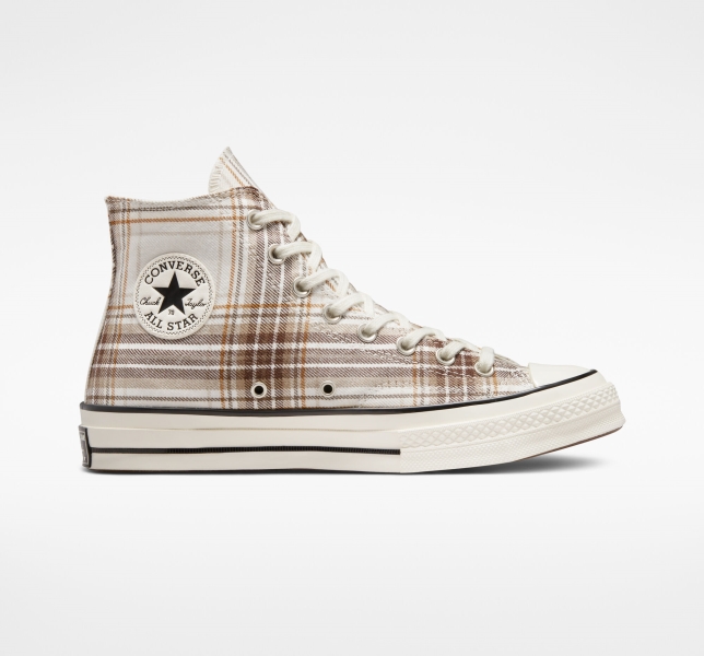 Men's Converse Chuck 70 Tartan Canvas Shoes Black | 158-RFUETI