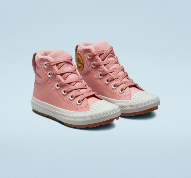 Kids' Converse Leather Chuck Taylor All Star Berkshire Boots Red Pink / Red Pink | 084-RIKQCN