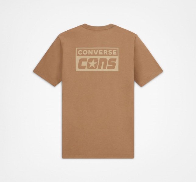 Men's Converse CONS Graphic T Shirts Brown | 508-CGZXFT