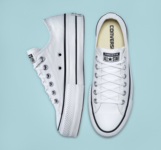 Women's Converse Chuck Taylor All Star Lift Canvas Shoes White / Black / White | 148-YFWQTS