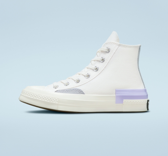Women's Converse Chuck 70 Pop Layers High Tops White / Purple | 854-UBYXVK