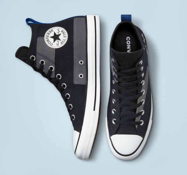Men's Converse Chuck Taylor All Star Desert Patchwork Canvas Shoes Black / Blue / White | 492-GHZIQJ