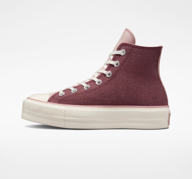 Women's Converse Chuck Taylor All Star Lift Tonal Materials Platform Shoes Dark Burgundy / Grey Purple | 286-TJZXMK