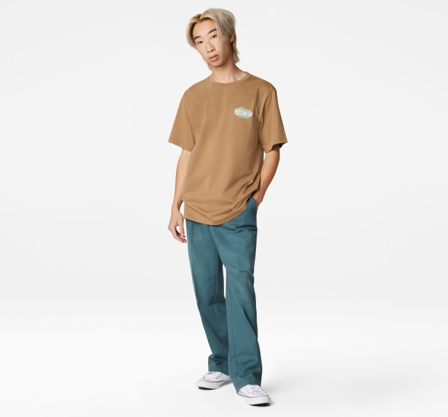 Men's Converse Sticker Graphic T Shirts Brown | 096-MFVBQX