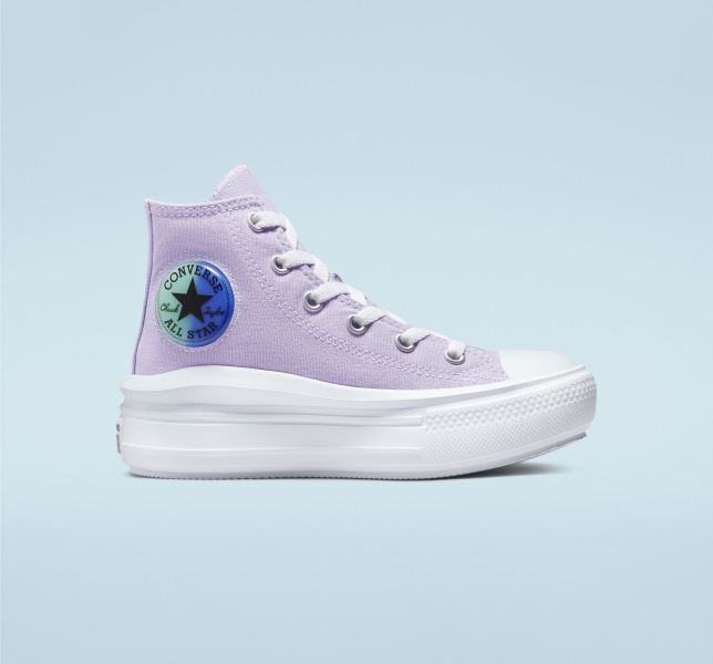 Kids' Converse Chuck Taylor All Star Move Gel Patch Platform Shoes Purple / Royal | 736-JHKDUZ