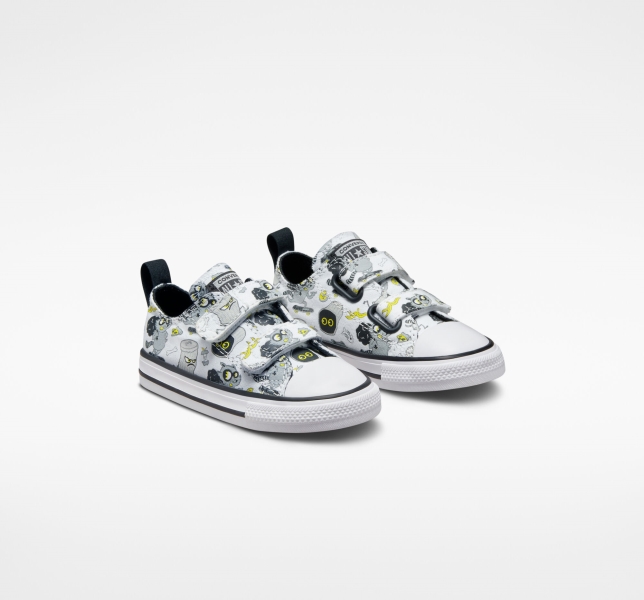 Kids' Converse Chuck Taylor All Star Easy-On Raccoons Canvas Shoes White / Black / Grey | 281-JPTWOR
