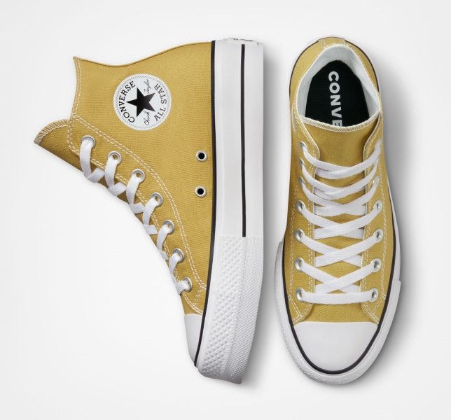 Women's Converse Chuck Taylor All Star Lift Surplus Platform Shoes Gold | 760-VRPAFW