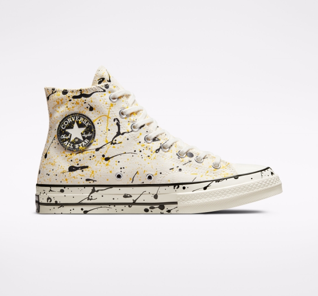 Women's Converse Chuck 70 Archive Paint Splatter Canvas Shoes Black | 795-NOQFZS
