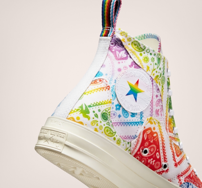 Women's Converse Chuck 70 Pride Canvas Shoes White / Red | 724-BVXYLH