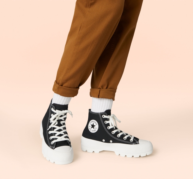 Women's Converse Chuck Taylor All Star Lugged Platform Shoes Black / White / Black | 807-OTJHIF