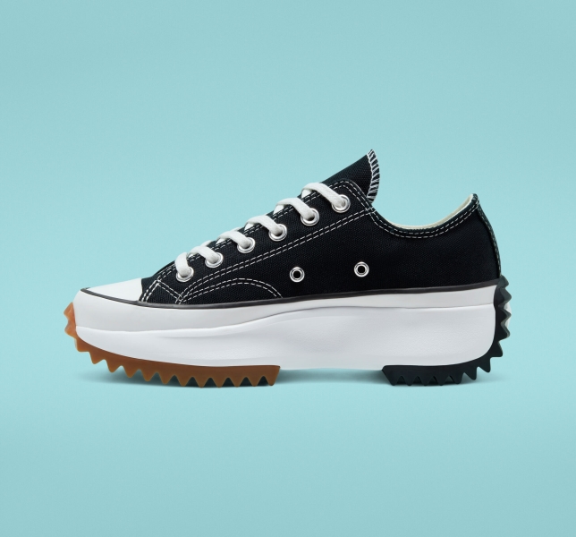 Women's Converse Run Star Platform Shoes Black / White | 985-FIYLRT