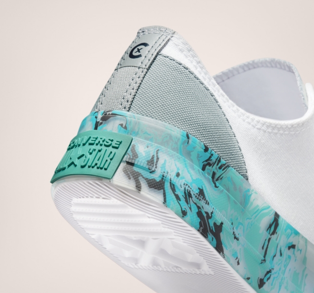 Women's Converse Chuck Taylor All Star CX Marbled Low Tops White / Grey / Turquoise | 014-FLUIGV