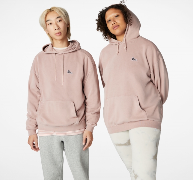 Men's Converse Go-To Chuck Taylor Patch Loose Fit Hoodie Grey Purple | 390-EZYNOG