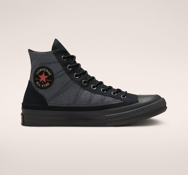 Men's Converse Chuck 70 GORE-TEX Canvas Shoes Black / Black / Black | 548-MRGXQI