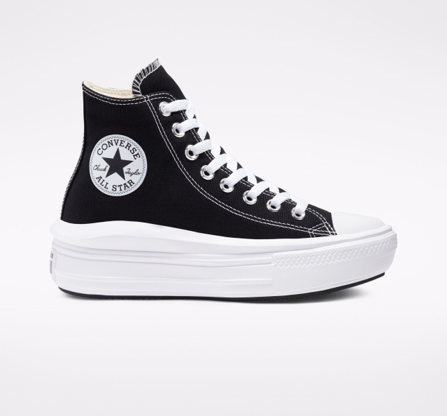 Women's Converse Chuck Taylor All Star Move Platform Shoes Black / Beige White / White | 981-RKCLOA