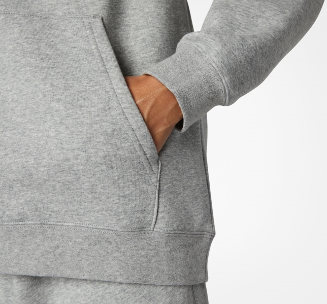 Men's Converse Go-To Embroidered Star Chevron Standard Fit Fleece Hoodie Grey | 201-WEPMRS