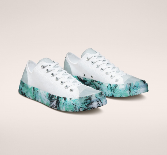 Women's Converse Chuck Taylor All Star CX Marbled Low Tops White / Grey / Turquoise | 014-FLUIGV