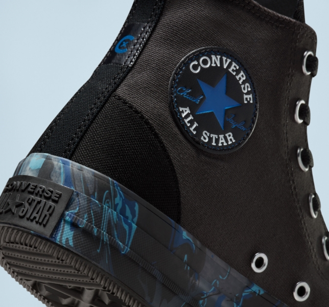 Women's Converse Chuck Taylor All Star CX Marbled Canvas Shoes Black / Royal | 265-SLAQMJ