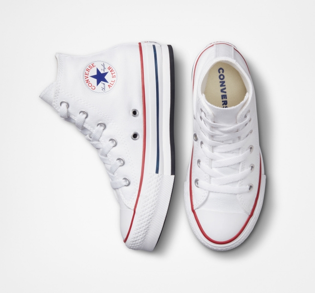 Kids' Converse Chuck Taylor All Star Lift Platform Shoes White / Dark Red / Navy | 436-HBNLRF