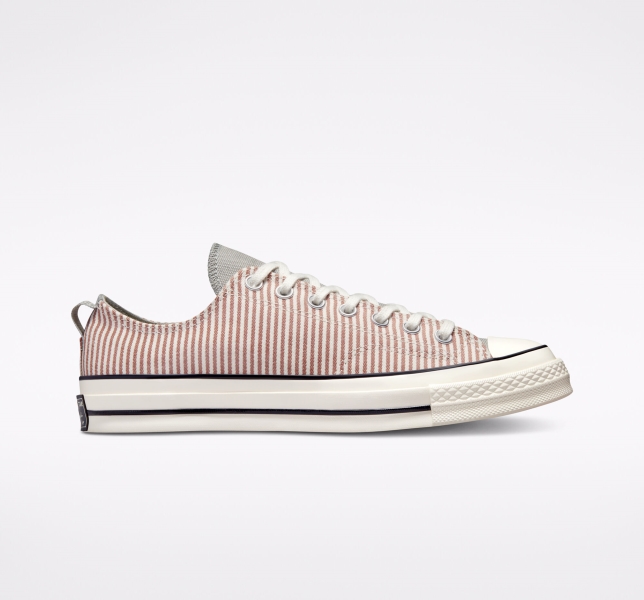 Women's Converse Chuck 70 Crafted Stripe Low Tops Olive | 593-CIWXNE