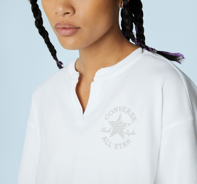 Women's Converse Cropped Chuck Taylor Patch T Shirts White | 743-SRJNLA