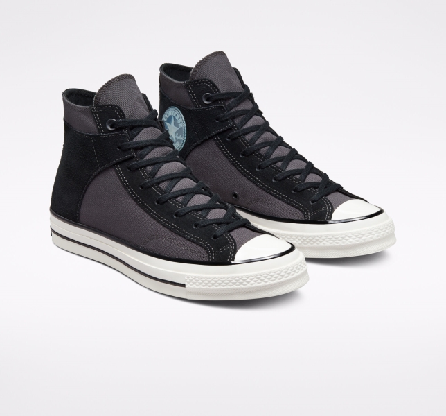 Women's Converse Chuck 70 Crafted Canvas Shoes Black / White | 892-XYLGDT