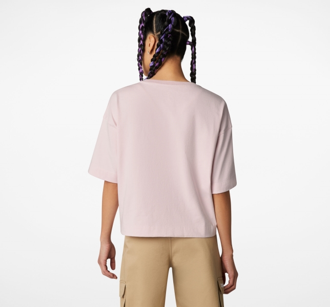 Women's Converse Cropped Chuck Taylor Patch T Shirts Rose | 216-ZNJERS