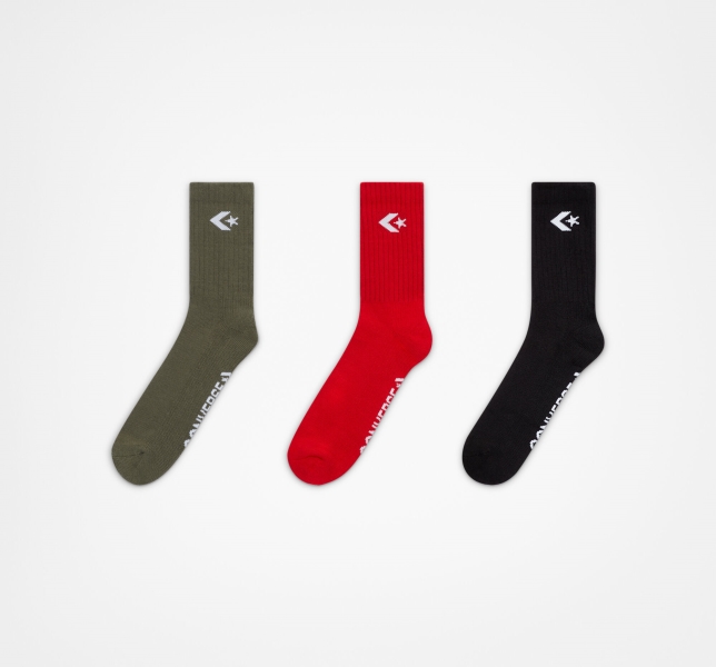 Men's Converse 3-Pack Classic Star Chevron Socks White | 308-AJINLE
