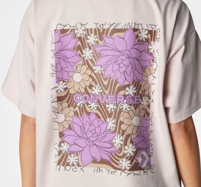 Women's Converse Desert Rave Oversized Art T Shirts Rose | 351-TNSAUK