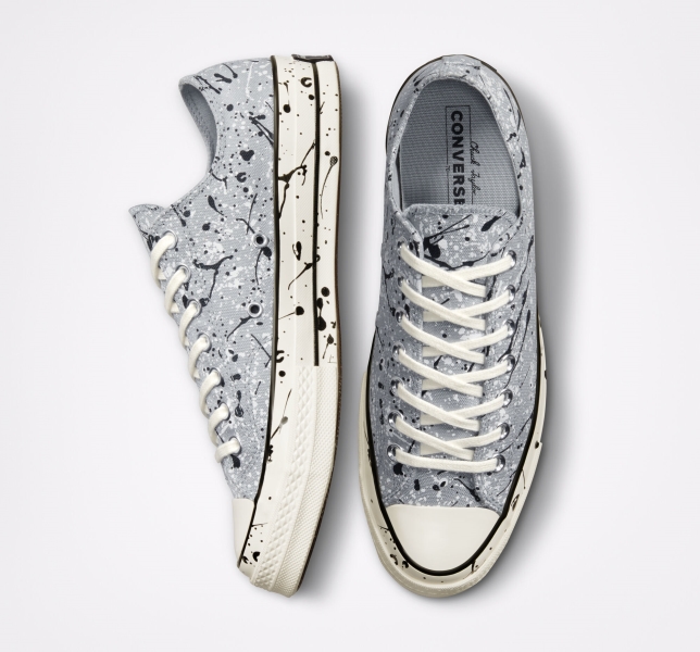 Women's Converse Chuck 70 Archive Paint Splatter Canvas Shoes Grey / Black / White | 604-YWXVBC