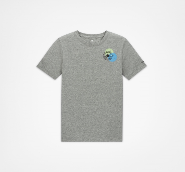 Kids' Converse Logo Smiley Graphic T Shirts Grey | 903-FDMSCN