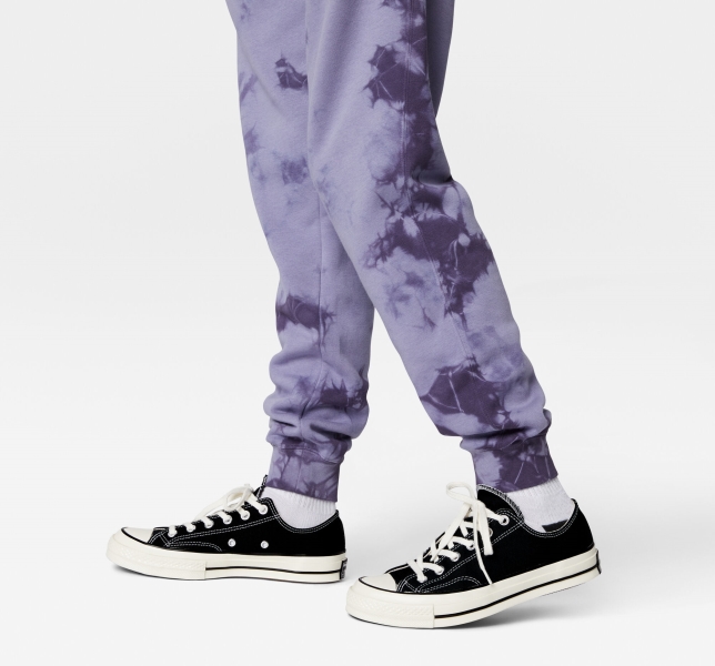 Men's Converse Go-To Star Chevron Washed Standard Fit Pants Purple / Dark | 290-VKFJNR