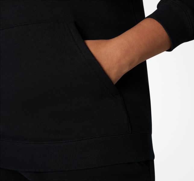 Men's Converse Go-To Embroidered Star Chevron Standard Fit Fleece Hoodie Black | 158-DKCUSW