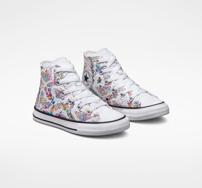 Kids' Converse Chuck Taylor All Star Butterfly Shine Canvas Shoes White / Pink / Purple / Blue | 195-QBUAEO