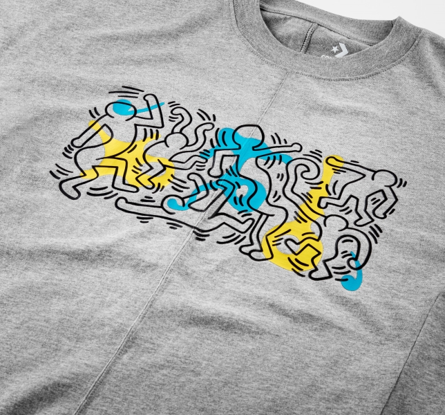 Men's Converse Keith Haring Shapes T Shirts Grey | 312-ODVFPX
