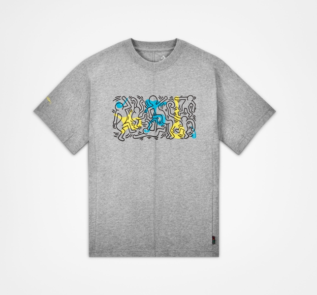 Women's Converse Keith Haring Shapes T Shirts Grey | 986-AEHUQN