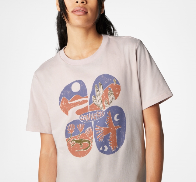 Women's Converse Artist Short Sleeve T Shirts Rose | 162-PAIWDV