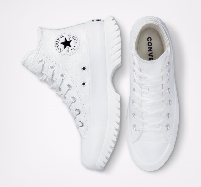 Women's Converse Chuck Taylor All Star Lugged 2.0 Leather Platform Shoes White / Black | 291-PYSZOA
