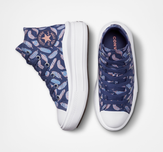 Kids' Converse Chuck Taylor All Star Move Feathers Platform Shoes Purple / Royal | 125-ISCVEW