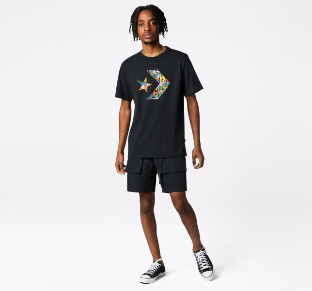 Men's Converse Forward Graphic T Shirts Black | 156-NVWLMS
