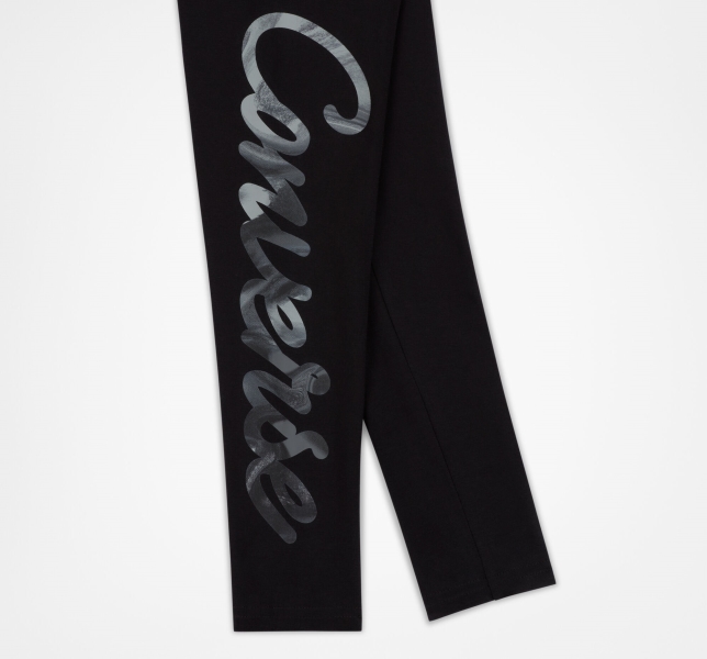 Kids' Converse Printed Rise Leggings Black | 013-UEDRPX