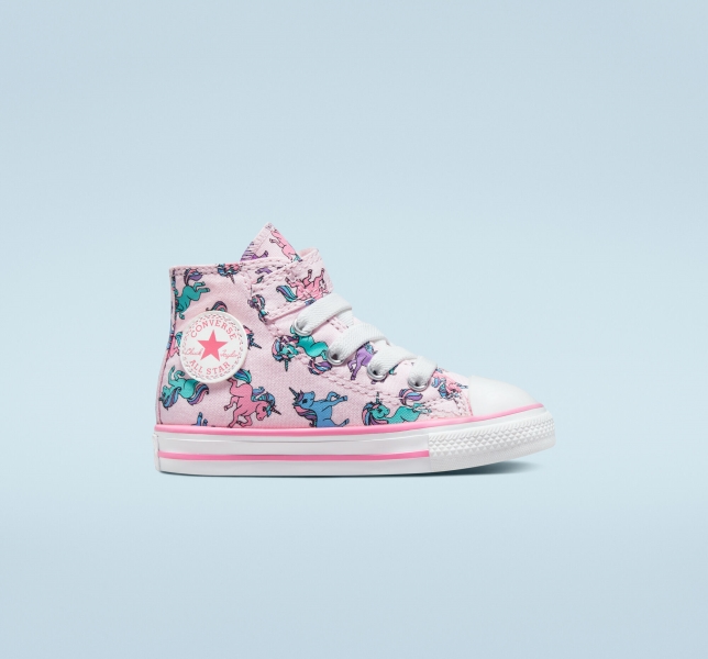 Kids' Converse Chuck Taylor All Star Easy-On Unicorns Canvas Shoes Pink / Pink / Blue | 784-OJNDQY