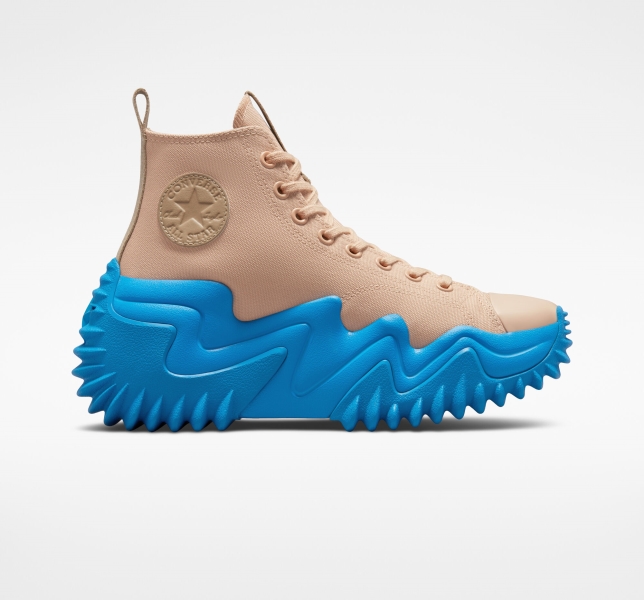 Men's Converse Chase the Drip x SGA Run Star Motion Platform Shoes Beige / Khaki / Blue | 503-UTAXGK