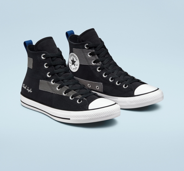 Men's Converse Chuck Taylor All Star Desert Patchwork Canvas Shoes Black / Blue / White | 892-PGJVYB