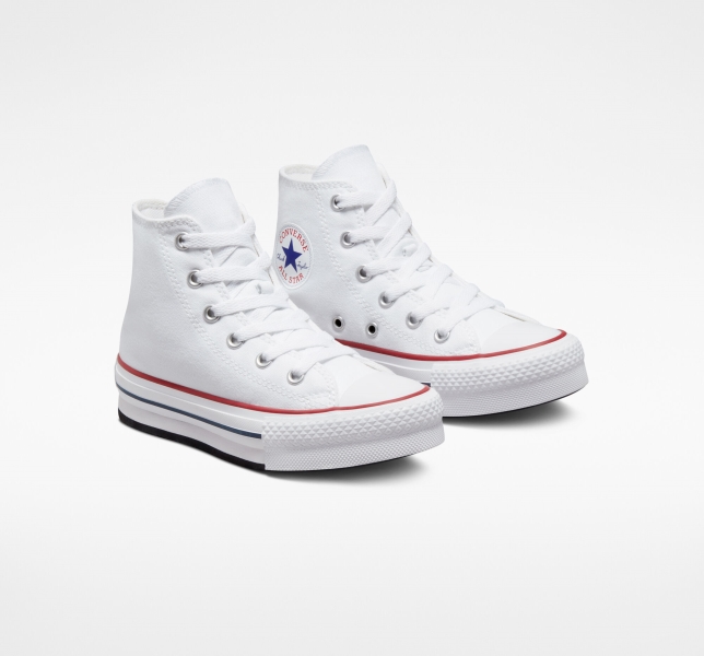 Kids' Converse Chuck Taylor All Star Lift Platform Shoes White / Dark Red / Navy | 683-KFHITS
