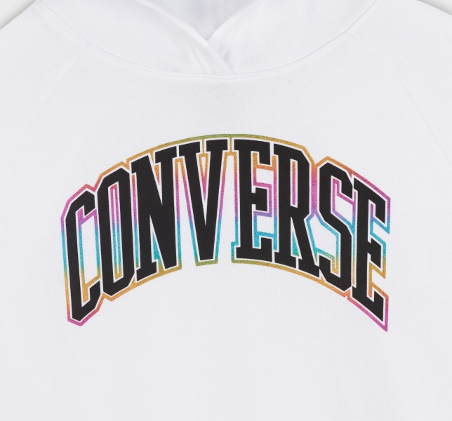 Kids' Converse Shine Raglan Pullover Hoodie White | 068-VPYTJN