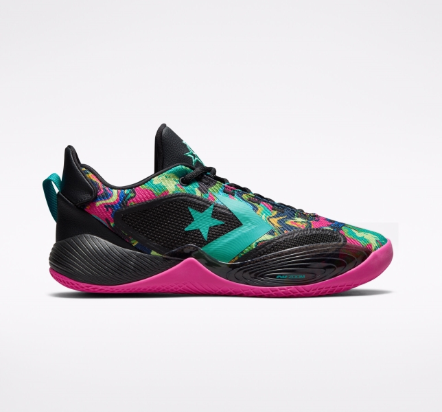 Women's Converse All Star BB Shift Marbled Low Tops Black / Turquoise / Pink | 453-EHBSCM